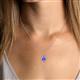 5 - Esha 8x6 mm Oval Cut Tanzanite and Round Diamond Halo Pendant Necklace 