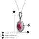 4 - Esha 8x6 mm Oval Cut Rhodolite Garnet and Round Diamond Halo Pendant Necklace 