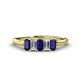 1 - Noura 5x3 mm Emerald Cut Blue Sapphire and Diamond 5 Stone Wedding Band 