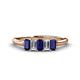 1 - Noura 5x3 mm Emerald Cut Blue Sapphire and Diamond 5 Stone Wedding Band 