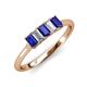 3 - Noura 5x3 mm Emerald Cut Blue Sapphire and Diamond 5 Stone Wedding Band 