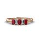 1 - Noura 5x3 mm Emerald Cut Ruby and Diamond 5 Stone Wedding Band 