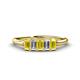 1 - Noura 5x3 mm Emerald Cut Yellow Sapphire and Diamond 5 Stone Wedding Band 