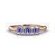 1 - Noura 5x3 mm Emerald Cut Tanzanite and Diamond 5 Stone Wedding Band 