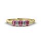 1 - Noura 5x3 mm Emerald Cut Pink Tourmaline and Diamond 5 Stone Wedding Band 