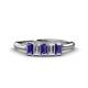 1 - Noura 5x3 mm Emerald Cut Iolite and Diamond 5 Stone Wedding Band 