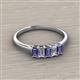 2 - Noura 5x3 mm Emerald Cut Iolite and Diamond 5 Stone Wedding Band 