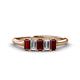 1 - Noura 5x3 mm Emerald Cut Red Garnet and Diamond 5 Stone Wedding Band 