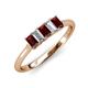 3 - Noura 5x3 mm Emerald Cut Red Garnet and Diamond 5 Stone Wedding Band 