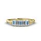 1 - Noura 5x3 mm Emerald Cut Aquamarine and Diamond 5 Stone Wedding Band 