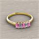 2 - Noura 5x3 mm Emerald Cut Pink Sapphire and Diamond 5 Stone Wedding Band 