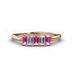 1 - Noura 5x3 mm Emerald Cut Pink Sapphire and Diamond 5 Stone Wedding Band 