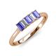 3 - Noura 5x3 mm Emerald Cut Tanzanite and Diamond 5 Stone Wedding Band 