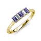 3 - Noura 5x3 mm Emerald Cut Iolite and Diamond 5 Stone Wedding Band 