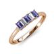 3 - Noura 5x3 mm Emerald Cut Iolite and Diamond 5 Stone Wedding Band 