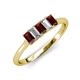 3 - Noura 5x3 mm Emerald Cut Red Garnet and Diamond 5 Stone Wedding Band 