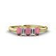 1 - Noura 5x3 mm Emerald Cut Rhodolite Garnet and Diamond 5 Stone Wedding Band 