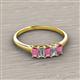 2 - Noura 5x3 mm Emerald Cut Rhodolite Garnet and Diamond 5 Stone Wedding Band 