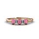 1 - Noura 5x3 mm Emerald Cut Rhodolite Garnet and Diamond 5 Stone Wedding Band 
