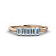 1 - Noura 5x3 mm Emerald Cut Aquamarine and Diamond 5 Stone Wedding Band 