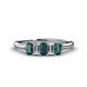 1 - Noura 5x3 mm Emerald Cut London Blue Topaz and Diamond 5 Stone Wedding Band 
