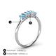 4 - Noura 5x3 mm Emerald Cut Blue Topaz and Diamond 5 Stone Wedding Band 