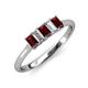 3 - Noura 5x3 mm Emerald Cut Red Garnet and Diamond 5 Stone Wedding Band 