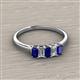 2 - Noura 5x3 mm Emerald Cut Blue Sapphire and Diamond 5 Stone Wedding Band 