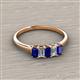 2 - Noura 5x3 mm Emerald Cut Blue Sapphire and Diamond 5 Stone Wedding Band 