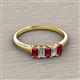 2 - Noura 5x3 mm Emerald Cut Ruby and Diamond 5 Stone Wedding Band 
