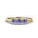 1 - Noura 5x3 mm Emerald Cut Tanzanite and Diamond 5 Stone Wedding Band 