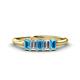 1 - Noura 5x3 mm Emerald Cut Blue Topaz and Diamond 5 Stone Wedding Band 