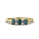 1 - Noura 5x3 mm Emerald Cut London Blue Topaz and Diamond 5 Stone Wedding Band 