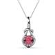 1 - Caron 6.50 mm Round Rhodolite Garnet Solitaire Love Knot Pendant Necklace 
