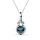 1 - Caron 6.50 mm Round Blue Diamond Solitaire Love Knot Pendant Necklace 