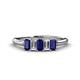 1 - Noura 5x3 mm Emerald Cut Blue Sapphire and Lab Grown Diamond 5 Stone Wedding Band 