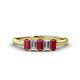 1 - Noura 5x3 mm Emerald Cut Ruby and Lab Grown Diamond 5 Stone Wedding Band 