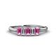 1 - Noura 5x3 mm Emerald Cut Pink Sapphire and Lab Grown Diamond 5 Stone Wedding Band 