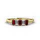 1 - Noura 5x3 mm Emerald Cut Red Garnet and Lab Grown Diamond 5 Stone Wedding Band 