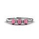1 - Noura 5x3 mm Emerald Cut Rhodolite Garnet and Lab Grown Diamond 5 Stone Wedding Band 