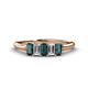 1 - Noura 5x3 mm Emerald Cut London Blue Topaz and Lab Grown Diamond 5 Stone Wedding Band 