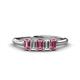 1 - Noura 5x3 mm Emerald Cut Pink Tourmaline and Lab Grown Diamond 5 Stone Wedding Band 