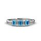 1 - Noura 5x3 mm Emerald Cut Blue Topaz and Lab Grown Diamond 5 Stone Wedding Band 