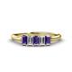 1 - Noura 5x3 mm Emerald Cut Iolite and Lab Grown Diamond 5 Stone Wedding Band 