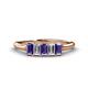 1 - Noura 5x3 mm Emerald Cut Iolite and Lab Grown Diamond 5 Stone Wedding Band 