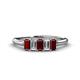 1 - Noura 5x3 mm Emerald Cut Red Garnet and Lab Grown Diamond 5 Stone Wedding Band 