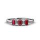1 - Noura 5x3 mm Emerald Cut Ruby and Lab Grown Diamond 5 Stone Wedding Band 