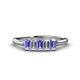 1 - Noura 5x3 mm Emerald Cut Tanzanite and Lab Grown Diamond 5 Stone Wedding Band 