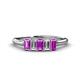 1 - Noura 5x3 mm Emerald Cut Amethyst and Lab Grown Diamond 5 Stone Wedding Band 