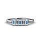 1 - Noura 5x3 mm Emerald Cut Aquamarine and Lab Grown Diamond 5 Stone Wedding Band 